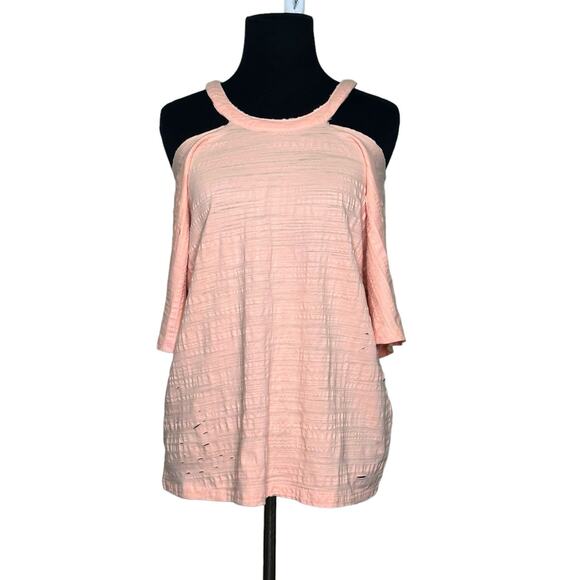 Honey Punch melon pink cut out distressed top size small - Picture 1 of 12